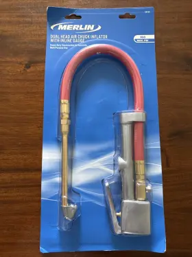 59165 MERLIN Dual Head Chuck Tire Inflator Gauge Hose